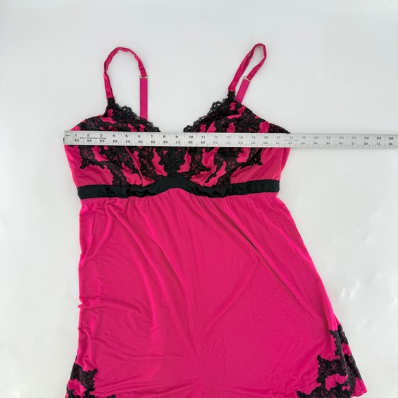 Soma Romper Pink Black Lace Trim Sleeveless Lingerie Sleepwear XLarge XL - Picture 6 of 8
